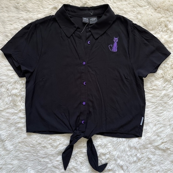 Disney Her Universe Top Hocus Pocus Tie Front Button Up Shirt XL NWT New - Picture 3 of 12